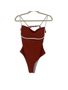 Commense Size Small Removable Pads Cutout One Piece Swimsuit In Brown NWT